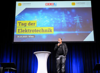 Innungsmeister Christian Bräuer: "Der Tag der Elektrotechnik 2025 in Wien zeigte wieder einmal eindrucksvoll, wie wichtig praxisnaher Wissensaustausch ist." Fotos: Max Slovencik